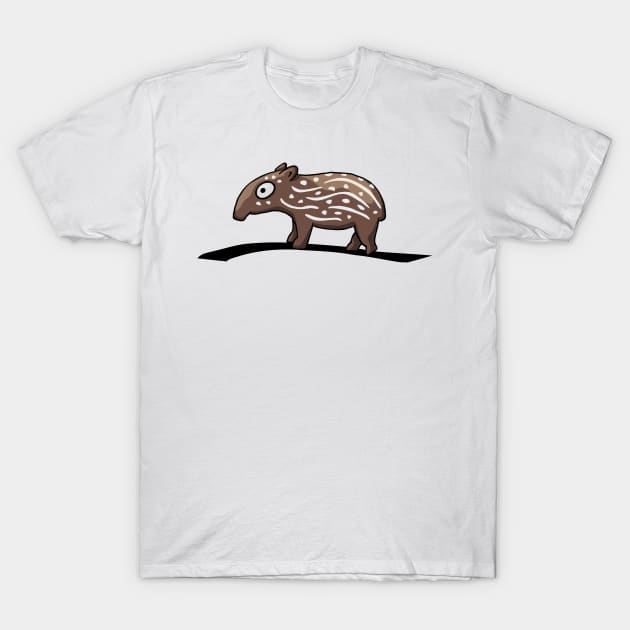 Sweet Cute Cartoon Striped Baby Tapir T-Shirt by SkizzenMonster